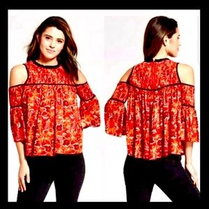 Xhilaration Cold Shoulder Smocked Top